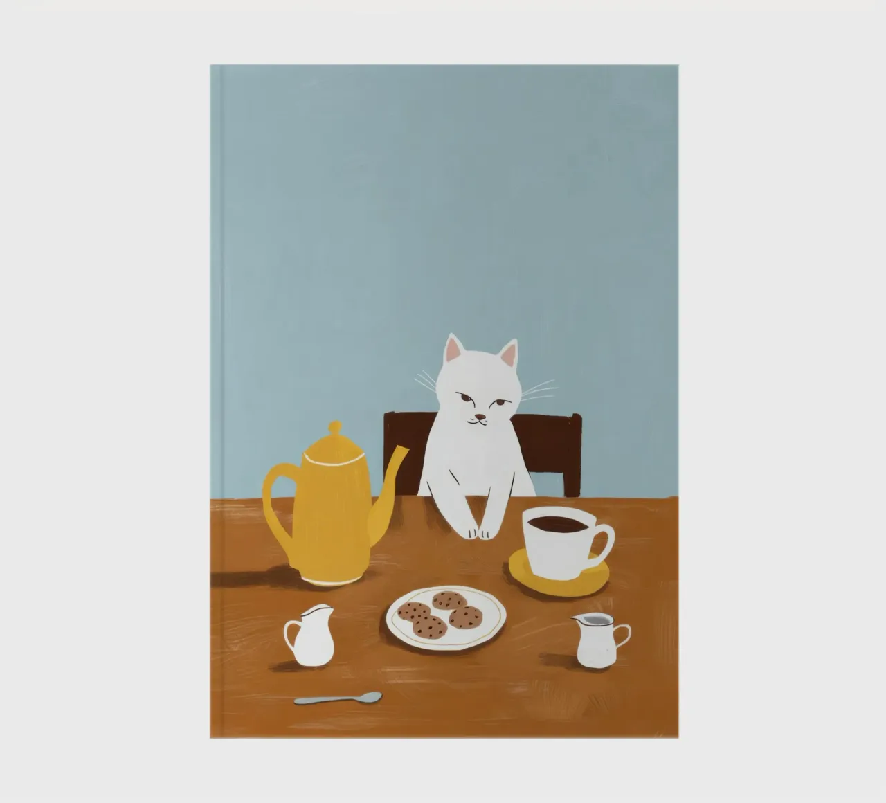 Mischievous Breakfast Feline notebook by Mossy Pigment