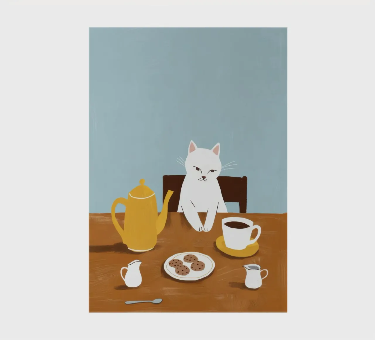 Mischievous Breakfast Feline notebook by Mossy Pigment