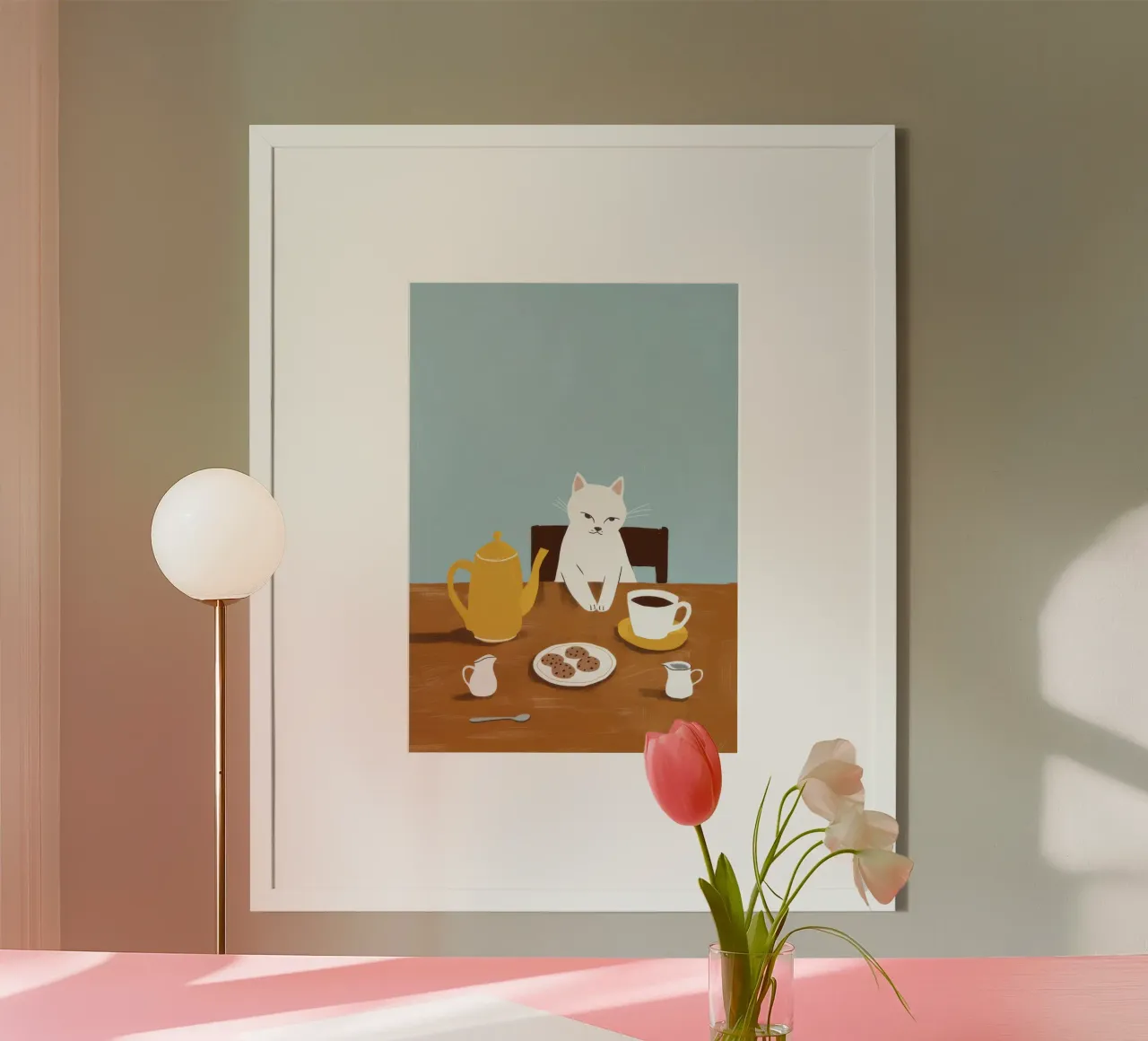 Mischievous Breakfast Feline hahnemühle by Mossy Pigment