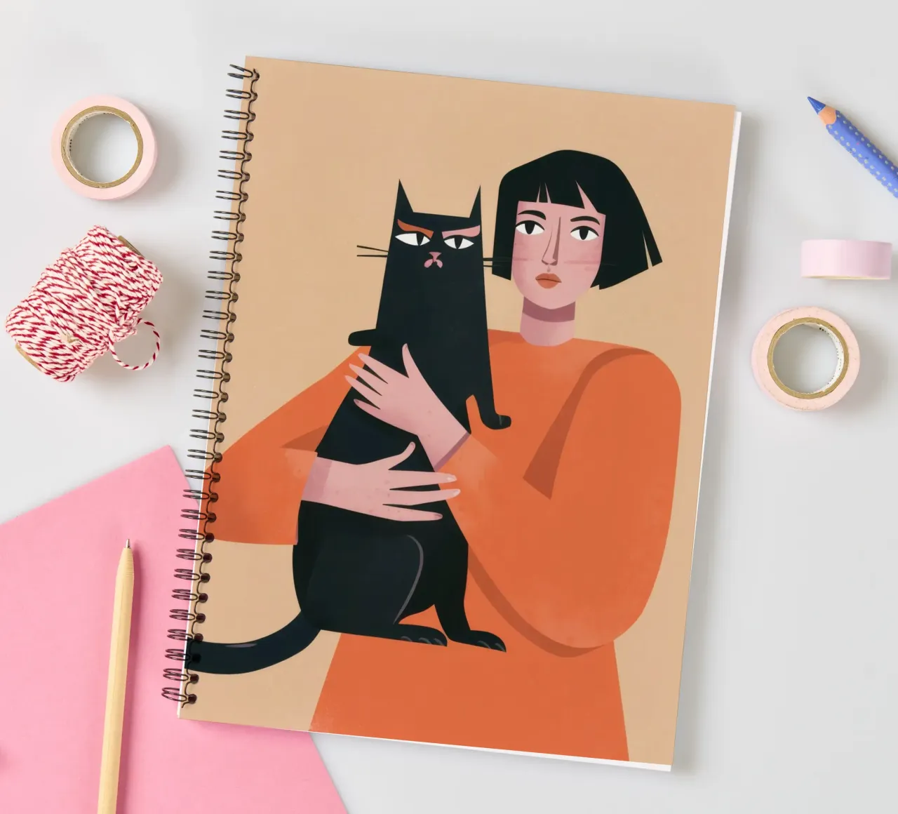 Sleek Shadow Cuddle spiral notebook by Hollow Years
