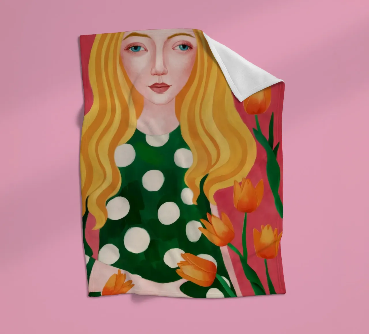 Blonde Tulip Beauty fleece blanket by Sentinel Glow