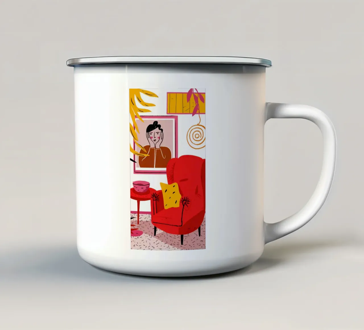 Compagno di sedia Crimson tazza in smalto da Arcane Lines