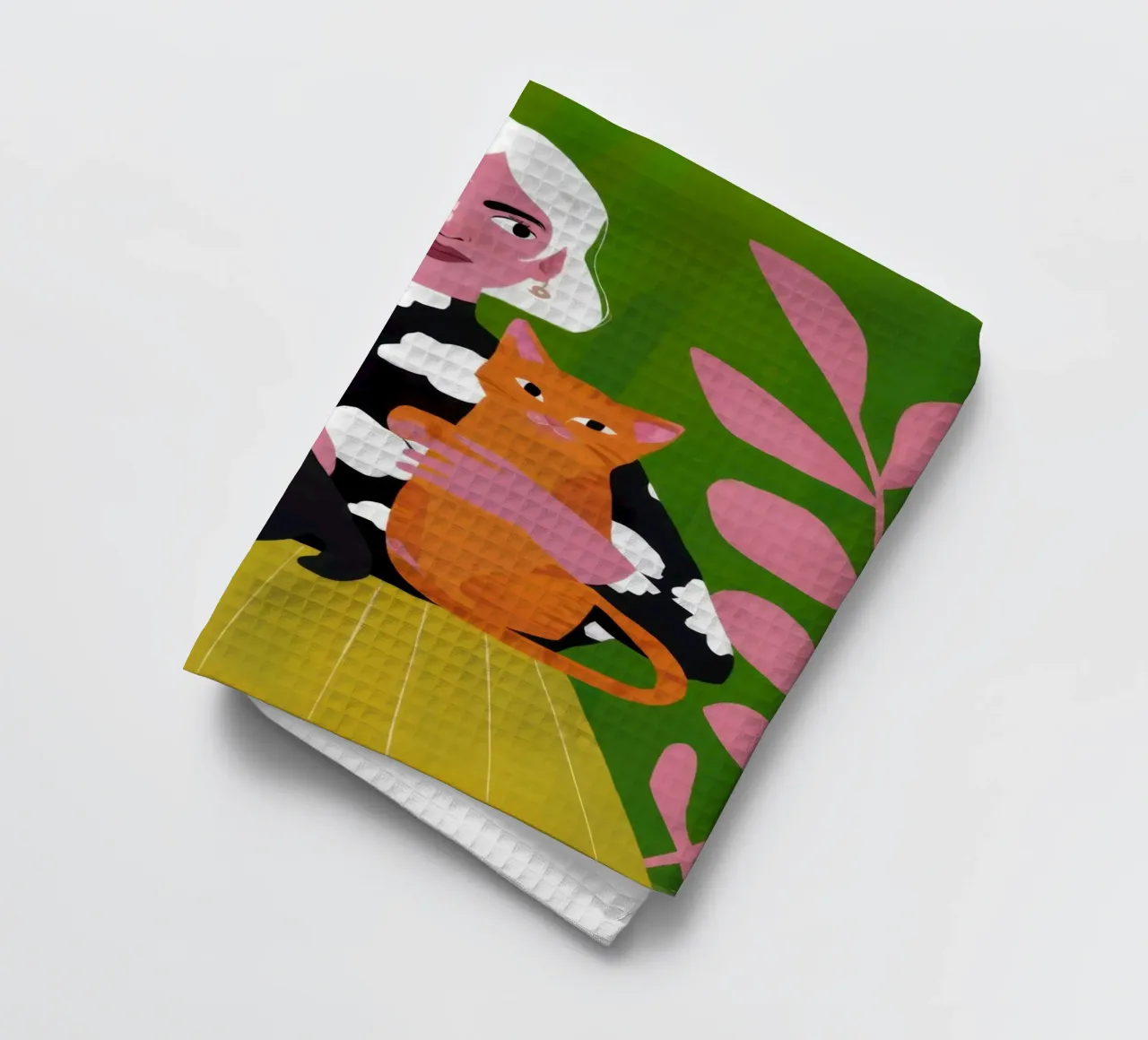 Whimsical Patterned Embrace tea towel by Hollow Years