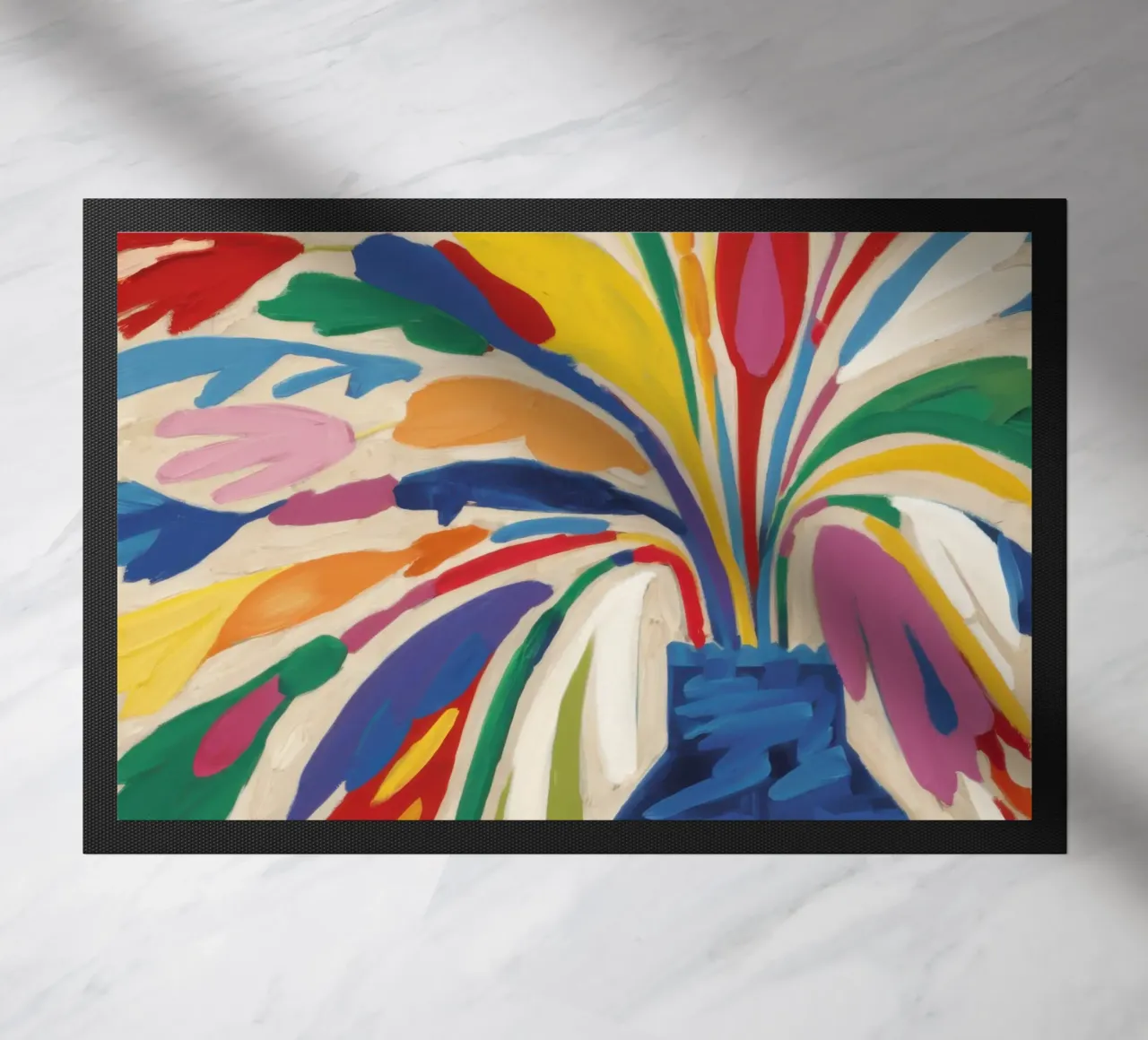 Gestural Bloom Explosion doormat by Arcane Lines