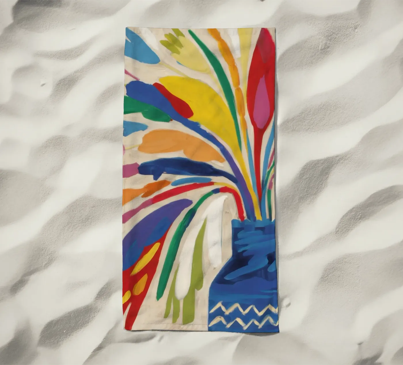 Gestural Bloom Explosion beach towel by Arcane Lines