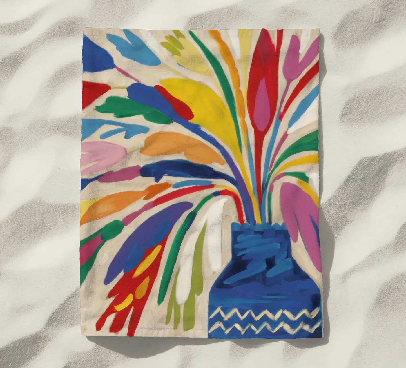 Gestural Bloom Explosion beach towel by Arcane Lines