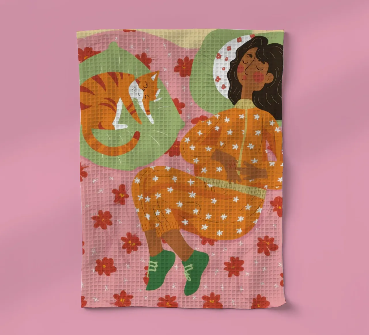 Polka Dot Dreamy Nap tea towel by Hollow Years