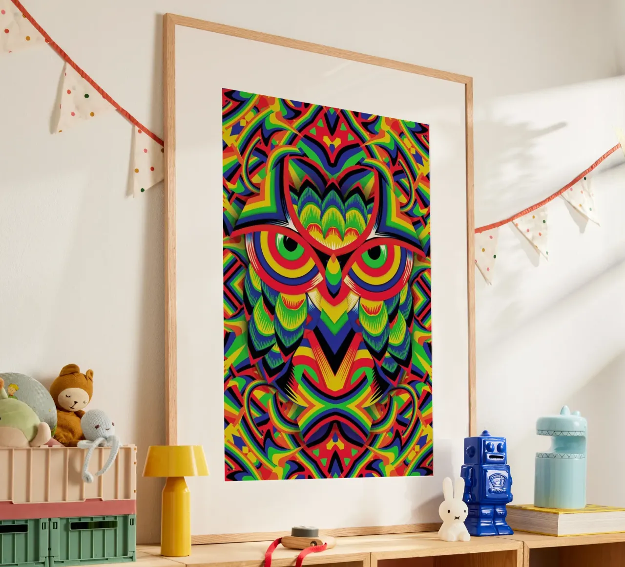 Owl 3 Poster mit Kunststoffrahmen von Ali Gulec