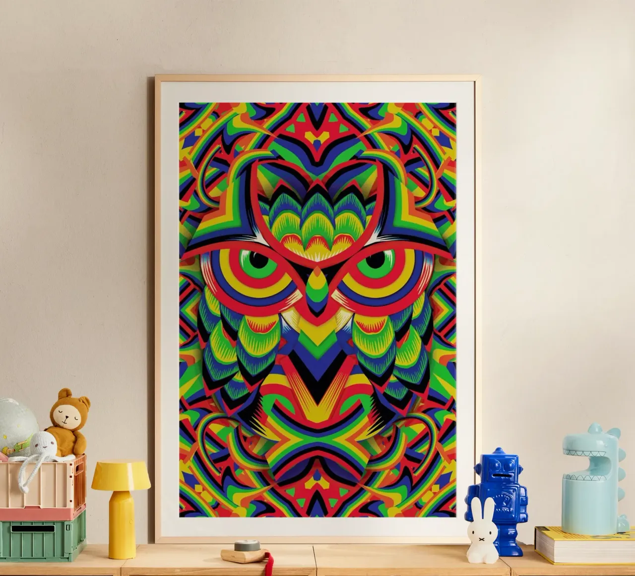 Owl 3 Poster mit Kunststoffrahmen von Ali Gulec