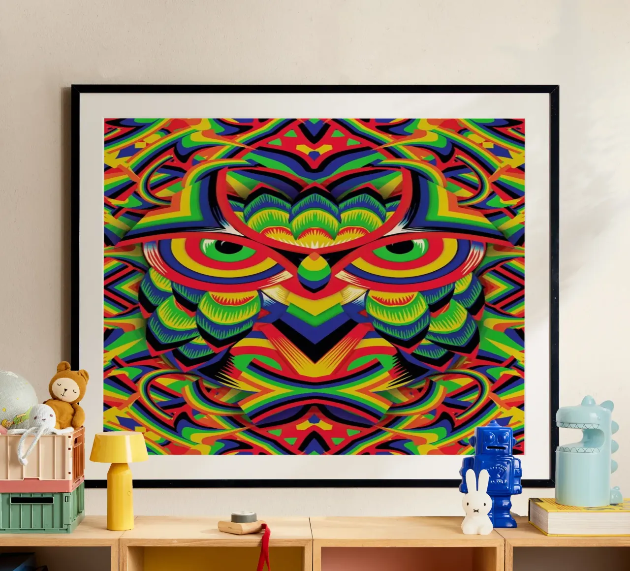 Owl 3 Poster mit Kunststoffrahmen von Ali Gulec