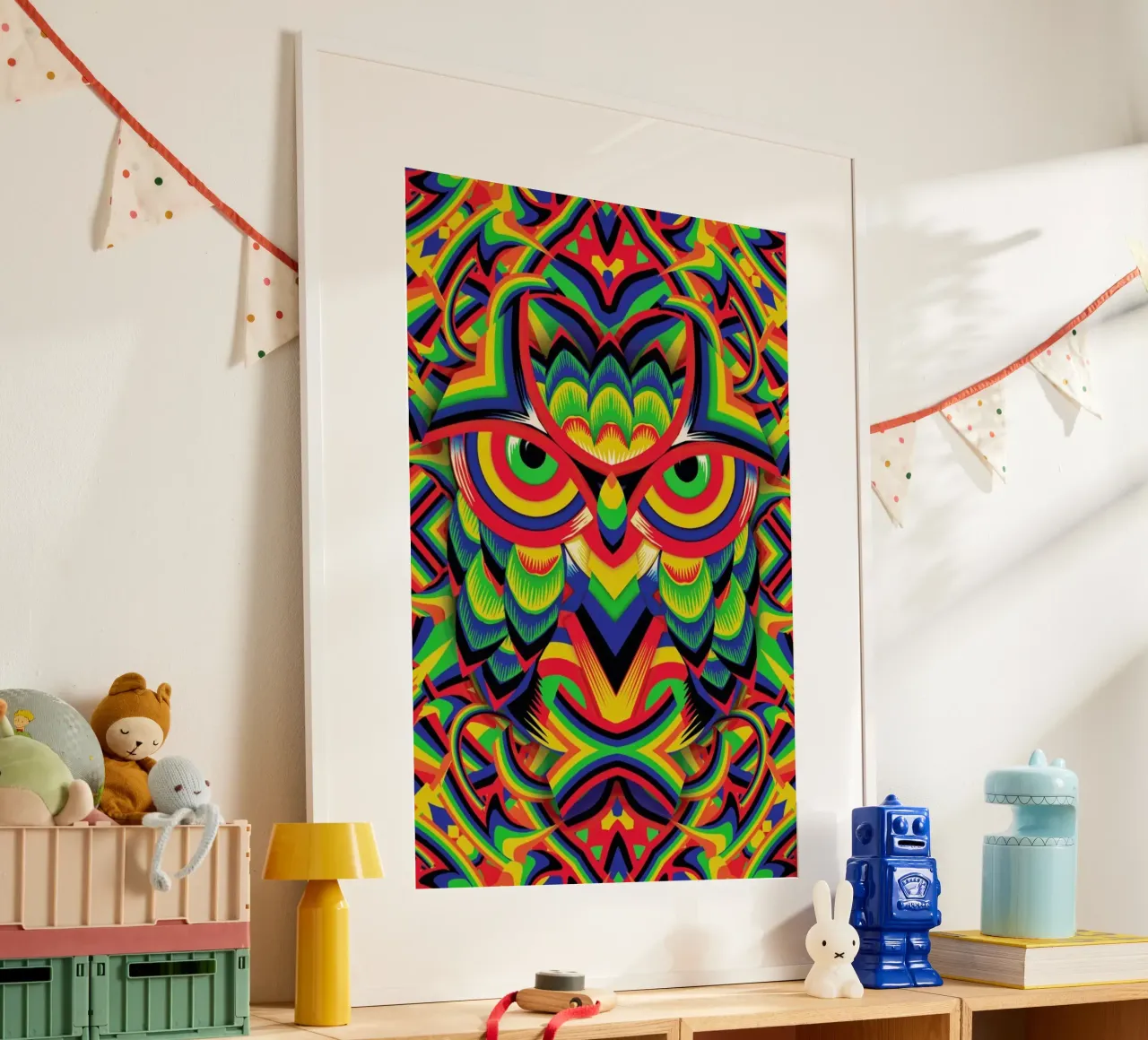 Owl 3 Poster mit Kunststoffrahmen von Ali Gulec