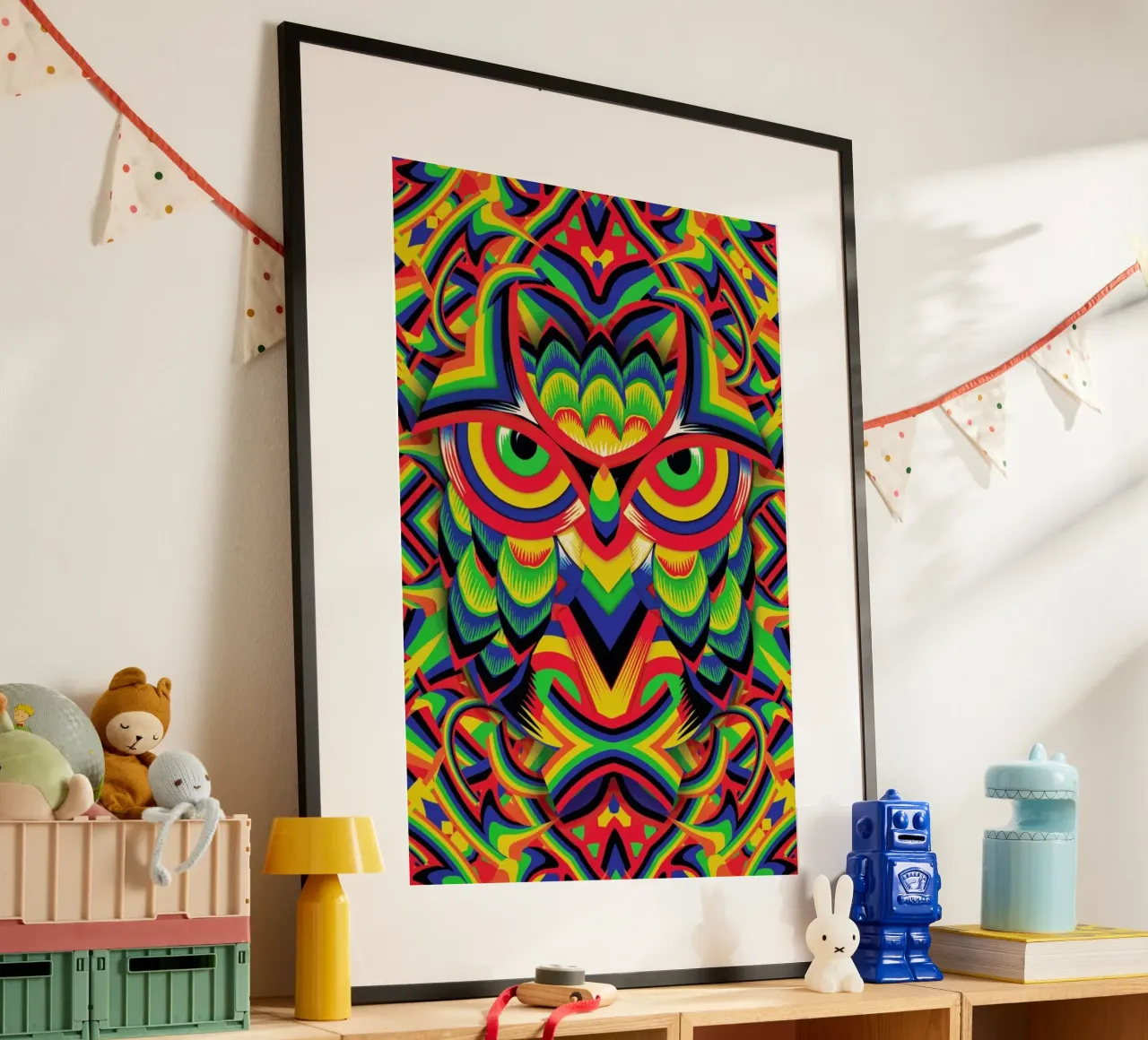 Owl 3 Poster mit Kunststoffrahmen von Ali Gulec