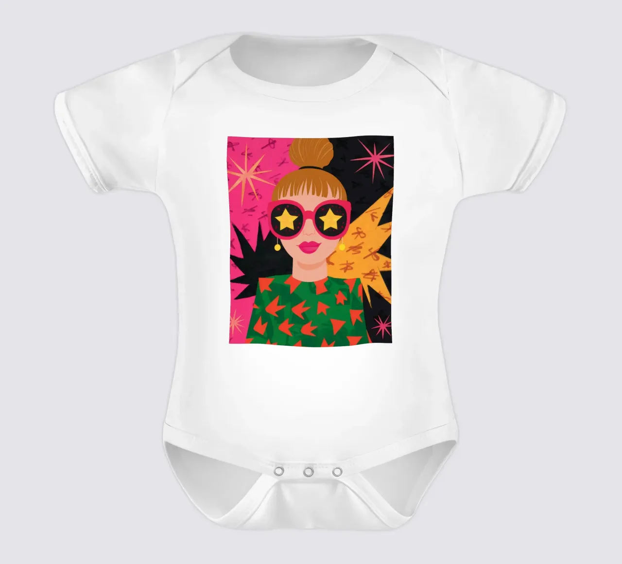 Starry Eyed Chic short-sleeve baby romper by Lune Dreams