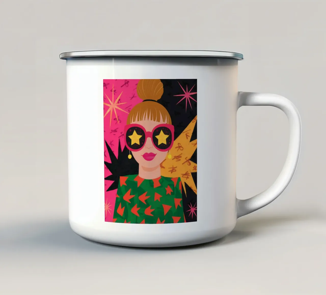 Chic con gli occhi stellati tazza in smalto da Lune Dreams
