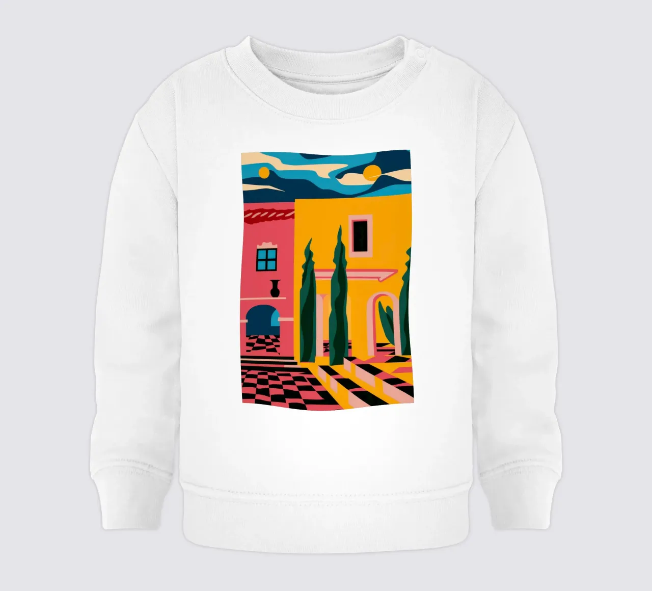 Twilight Alleyway Glow baby sweatshirt by Mossy Pigment
