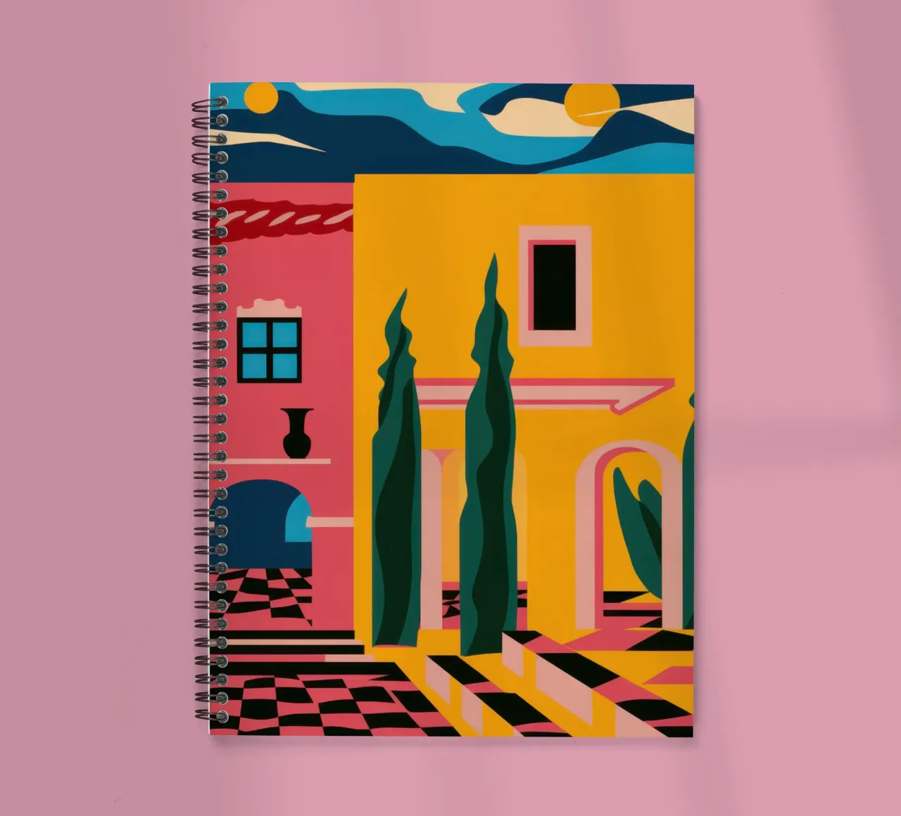 Twilight Alleyway Glow spiral notebook by Mossy Pigment