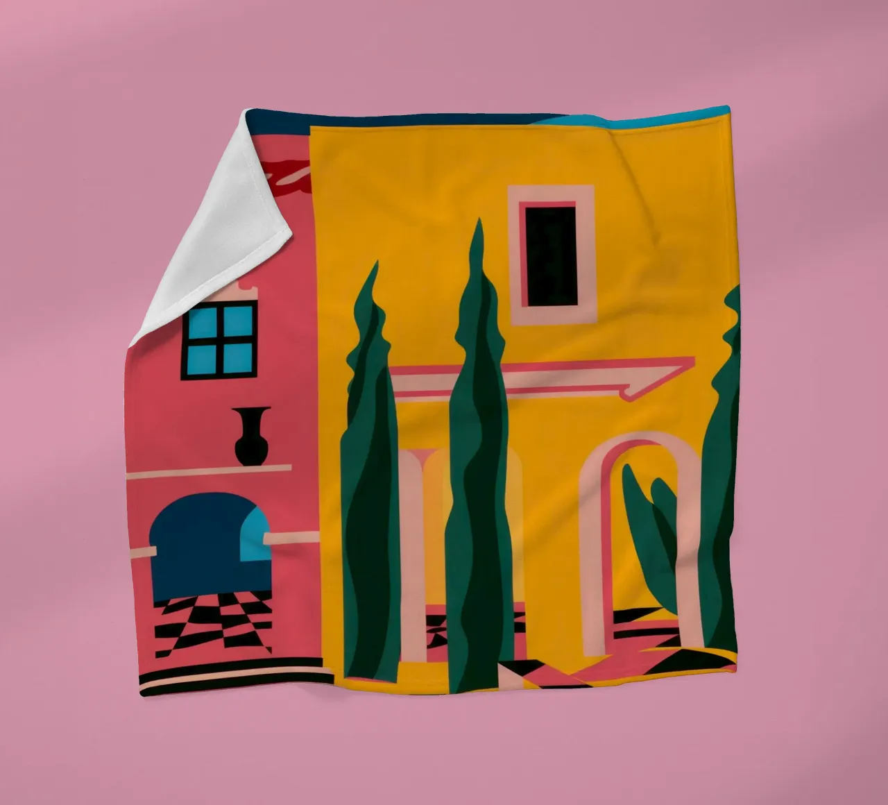 Twilight Alleyway Glow fleece blanket by Mossy Pigment