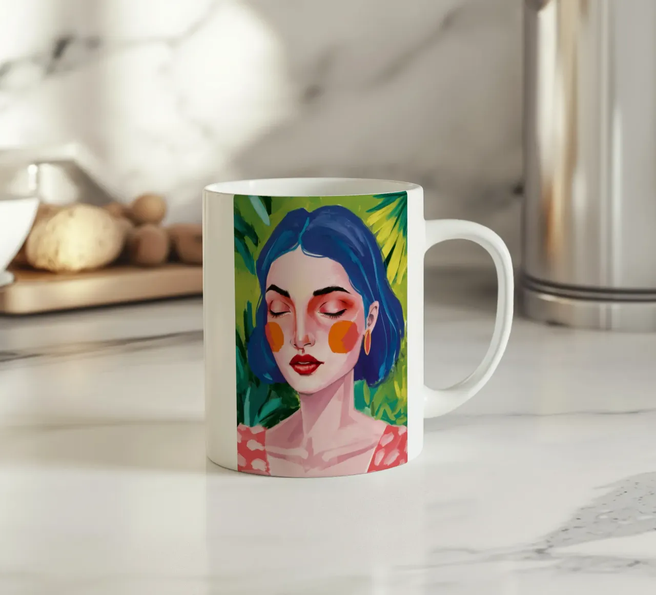 Capelli blu Labbro rosso tazza in ceramica da Sentinel Glow