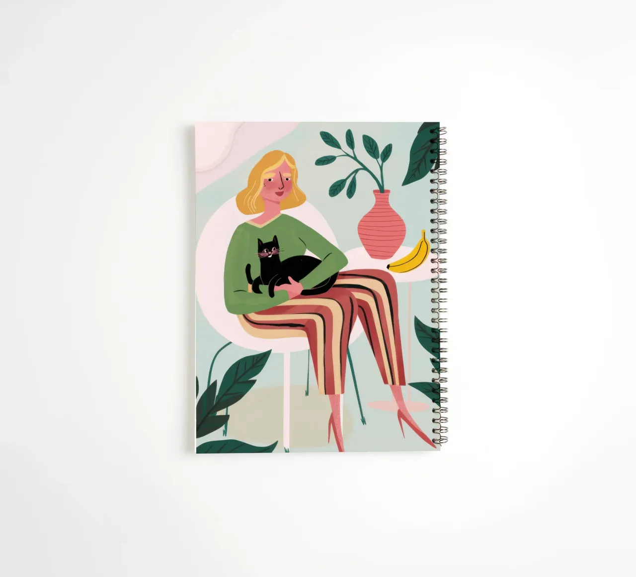 Bohemian Feline Repose spiral notebook by Mossy Pigment