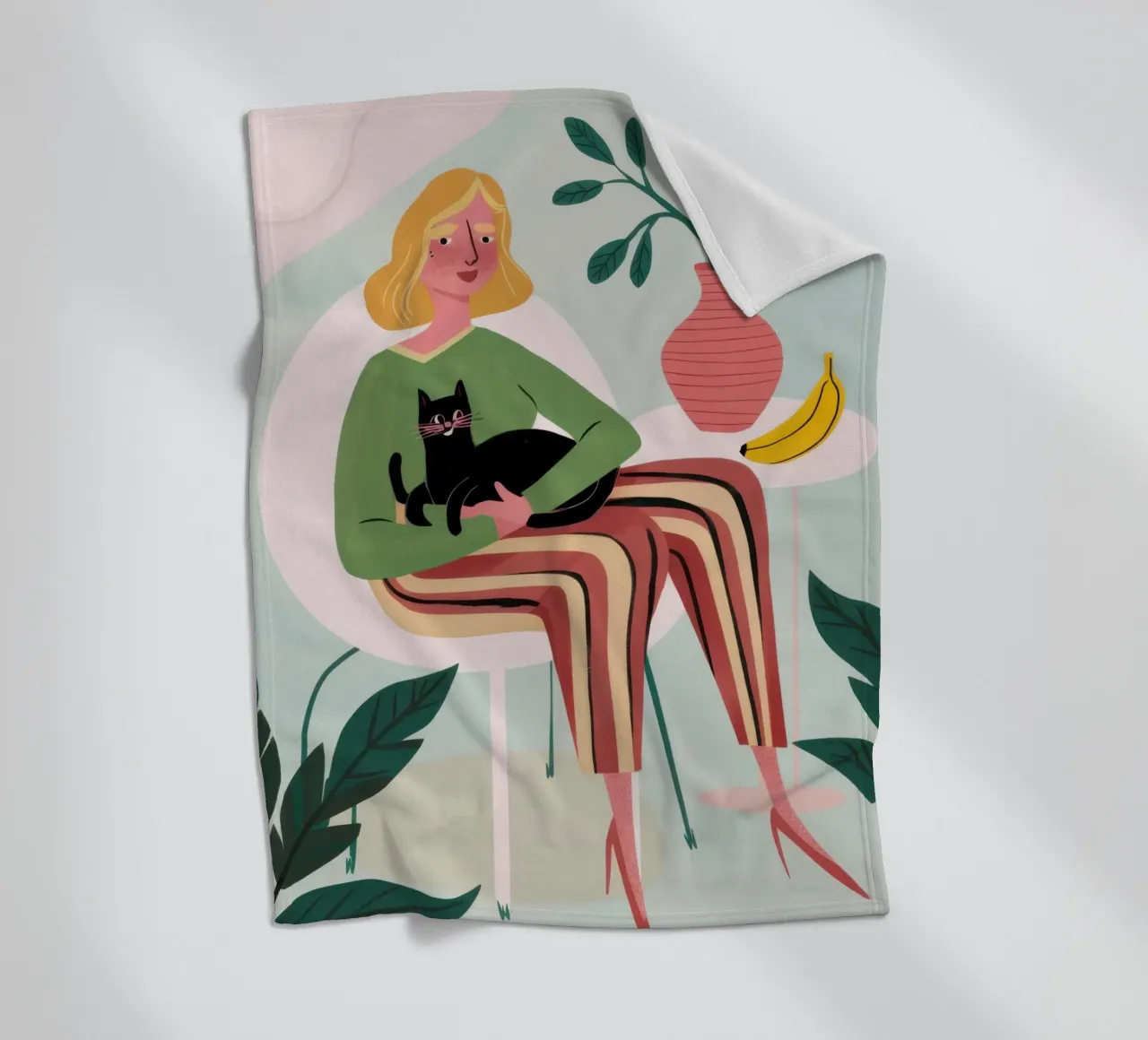Bohemian Feline Repose Fleecedecke von Mossy Pigment