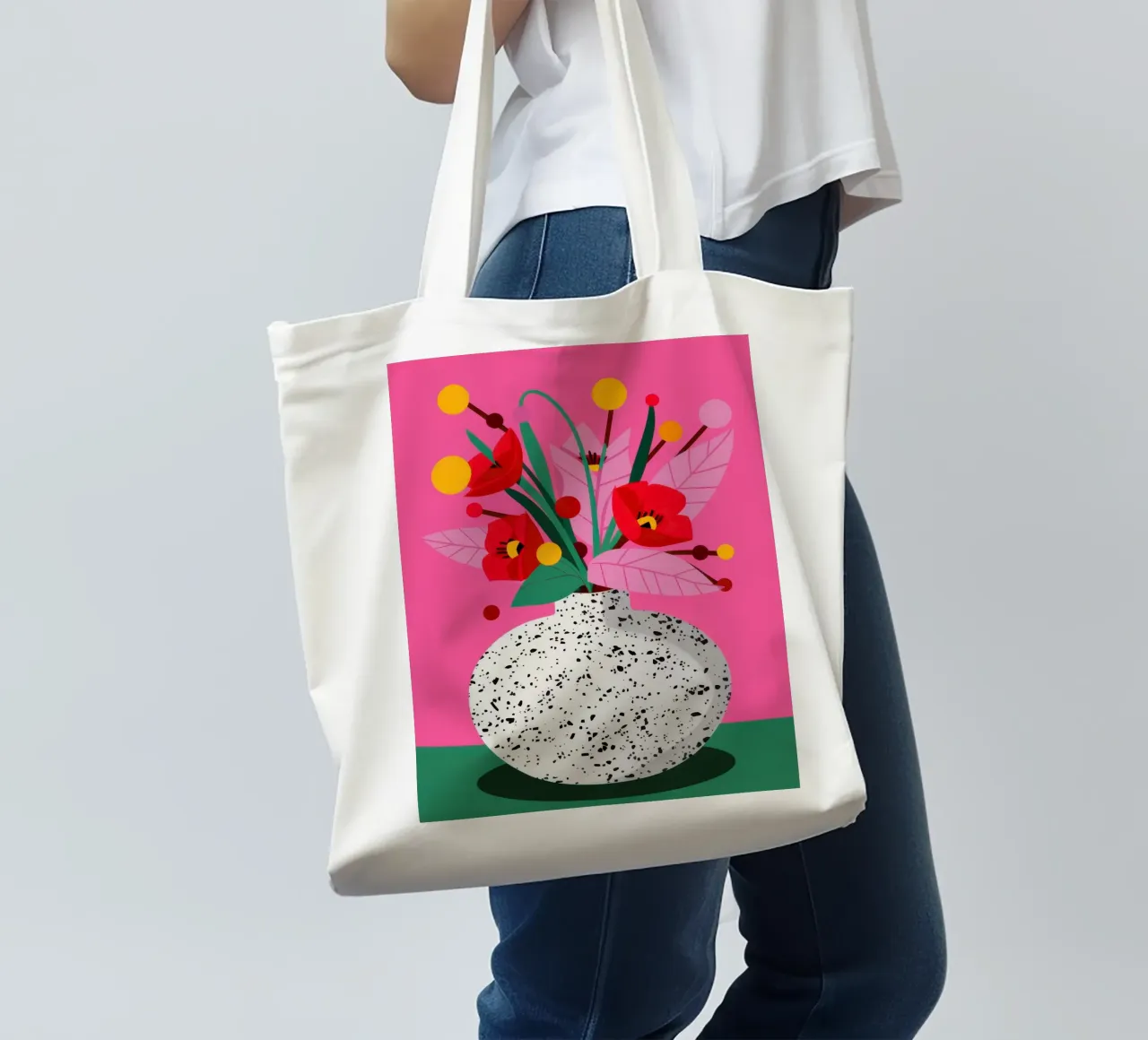 Speckled Vase Red Poppies tote bag by Lune Dreams