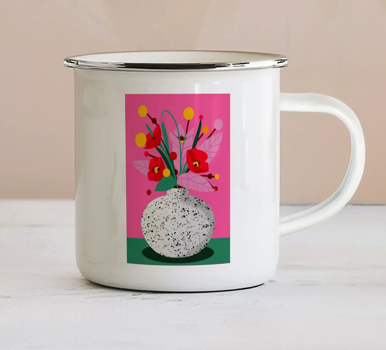 Vaso maculato Papaveri rossi tazza in smalto da Lune Dreams