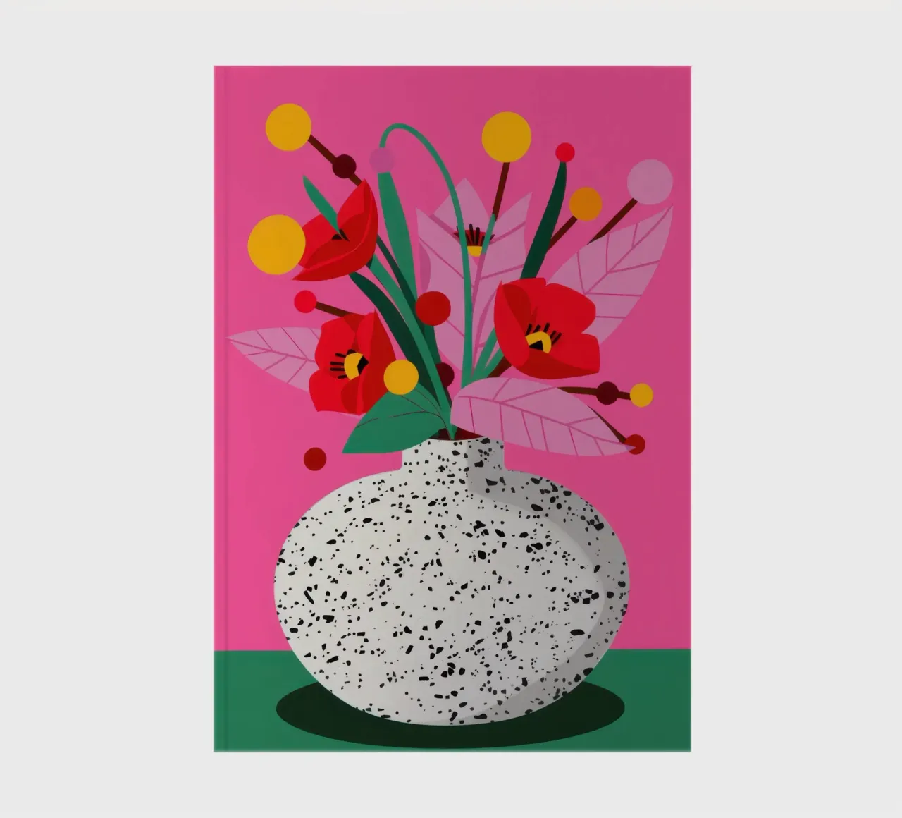 Speckled Vase Red Poppies notebook by Lune Dreams