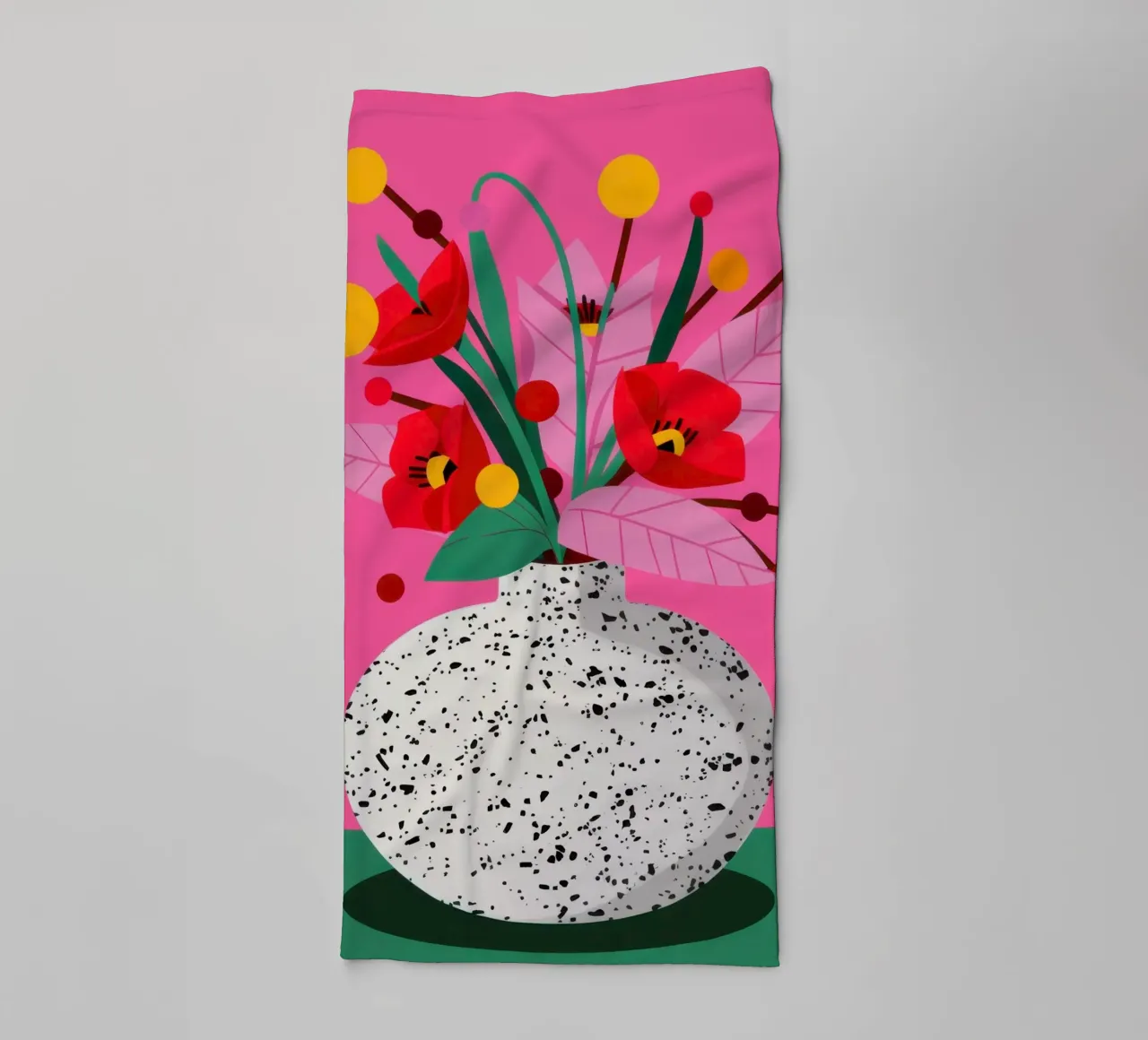 Speckled Vase Red Poppies towel by Lune Dreams