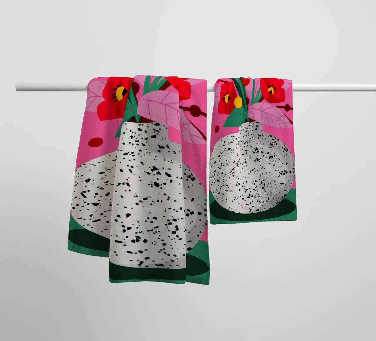 Speckled Vase Red Poppies towel by Lune Dreams