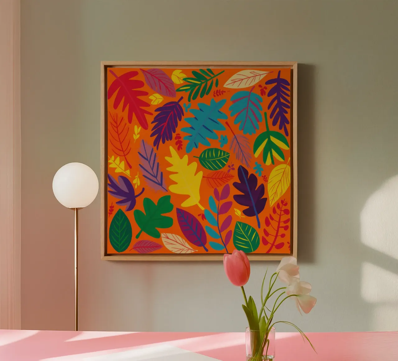 Tangerine Tropic Tangle tela con Cornice a cassetta da Arcane Lines