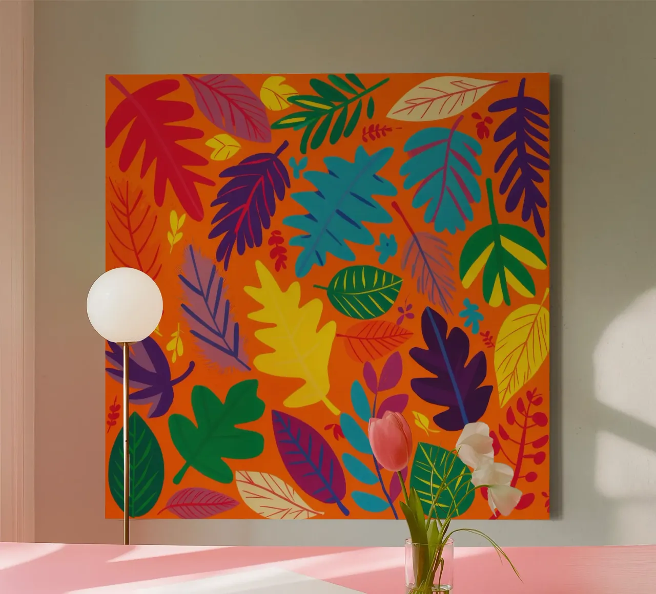 Tangerine Tropic Tangle tela con Cornice a cassetta da Arcane Lines