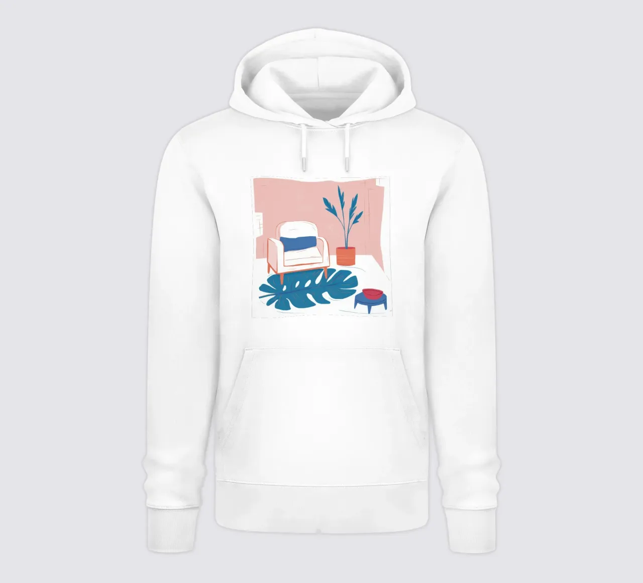Parete rosa Sedia blu felpa con cappuccio da Lune Dreams