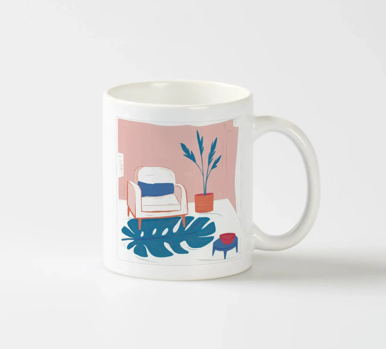 Parete rosa Sedia blu tazza in ceramica da Lune Dreams