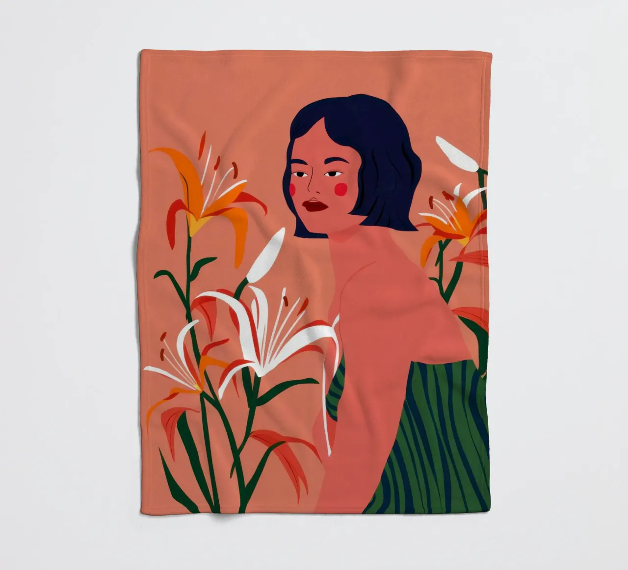 Fiery Lily Portrait fleece blanket by Hollow Years