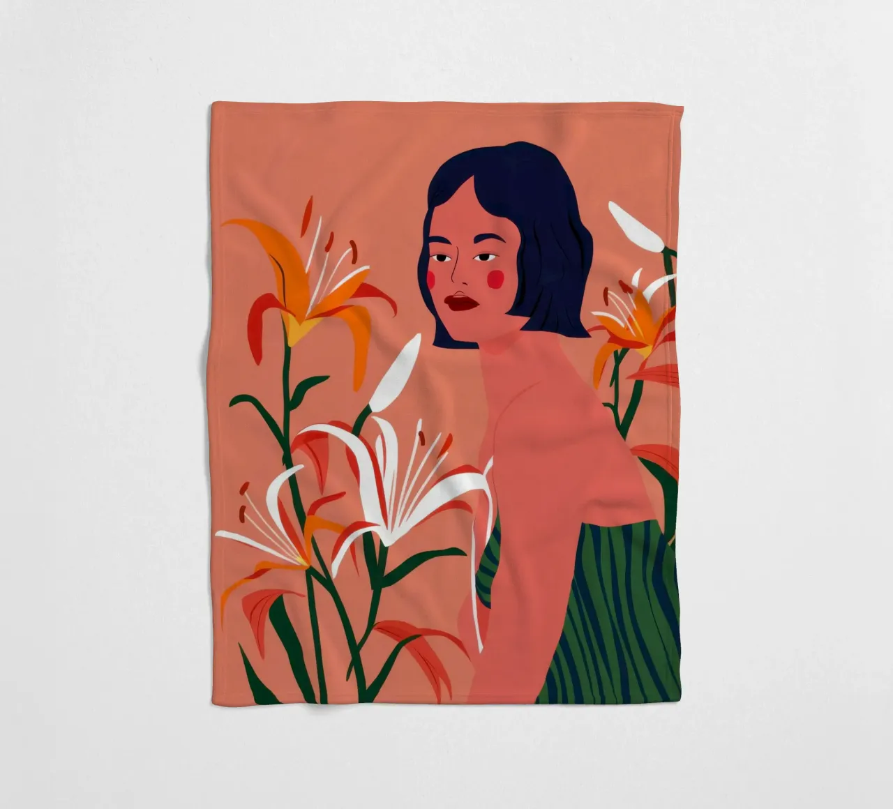 Fiery Lily Portrait fleece blanket by Hollow Years