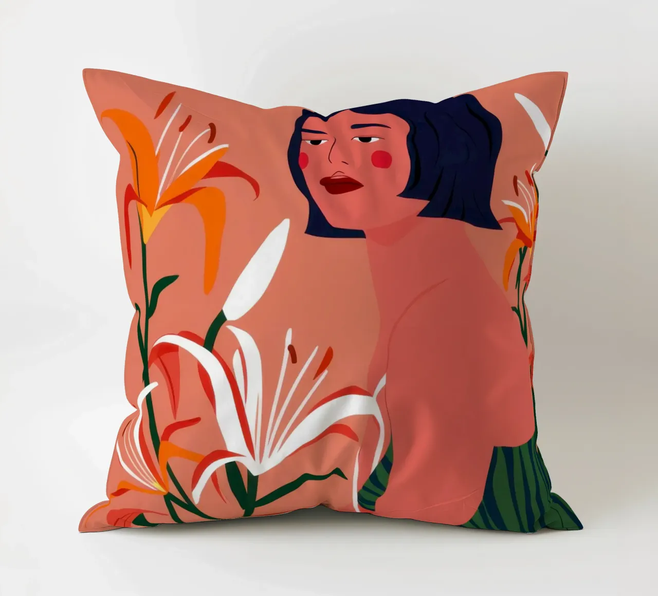 Fiery Lily Portrait decorative cushion by Hollow Years