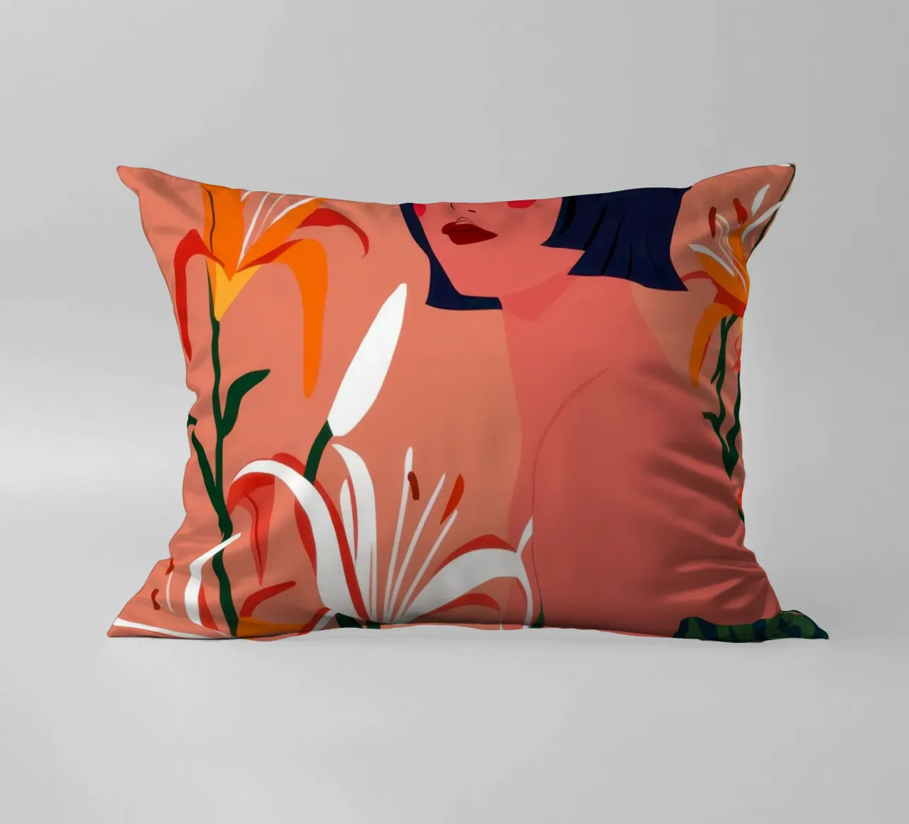 Fiery Lily Portrait decorative cushion by Hollow Years