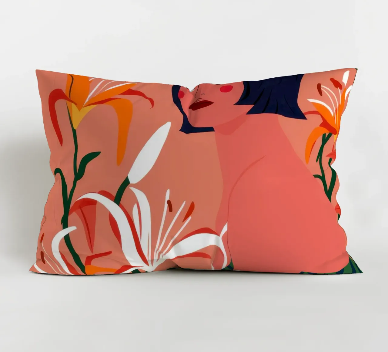 Fiery Lily Portrait decorative cushion by Hollow Years