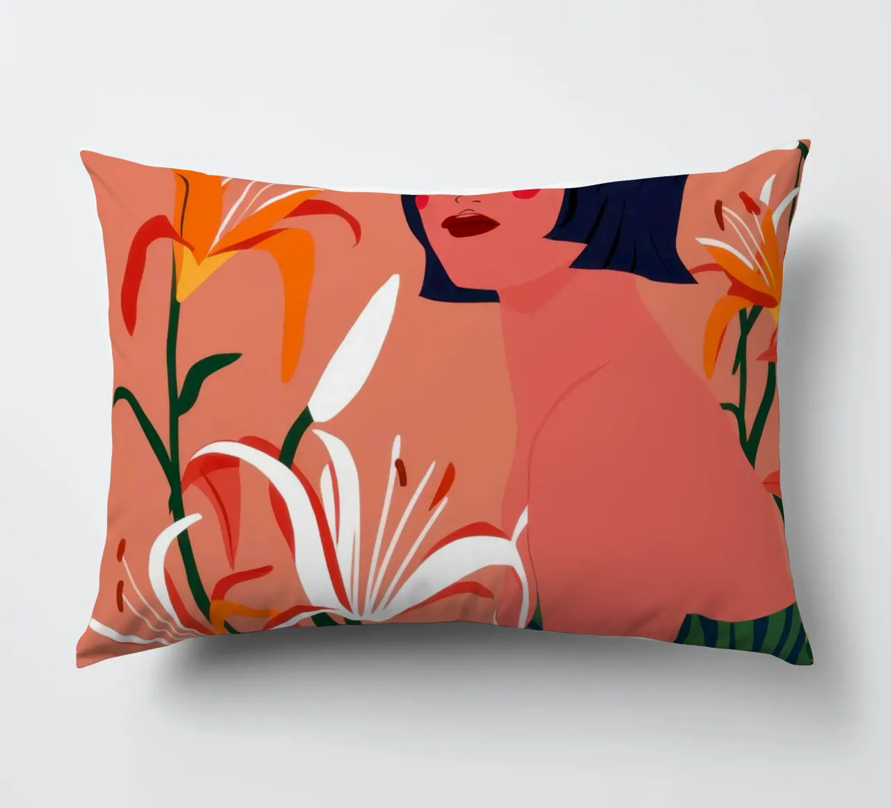 Fiery Lily Portrait decorative cushion by Hollow Years