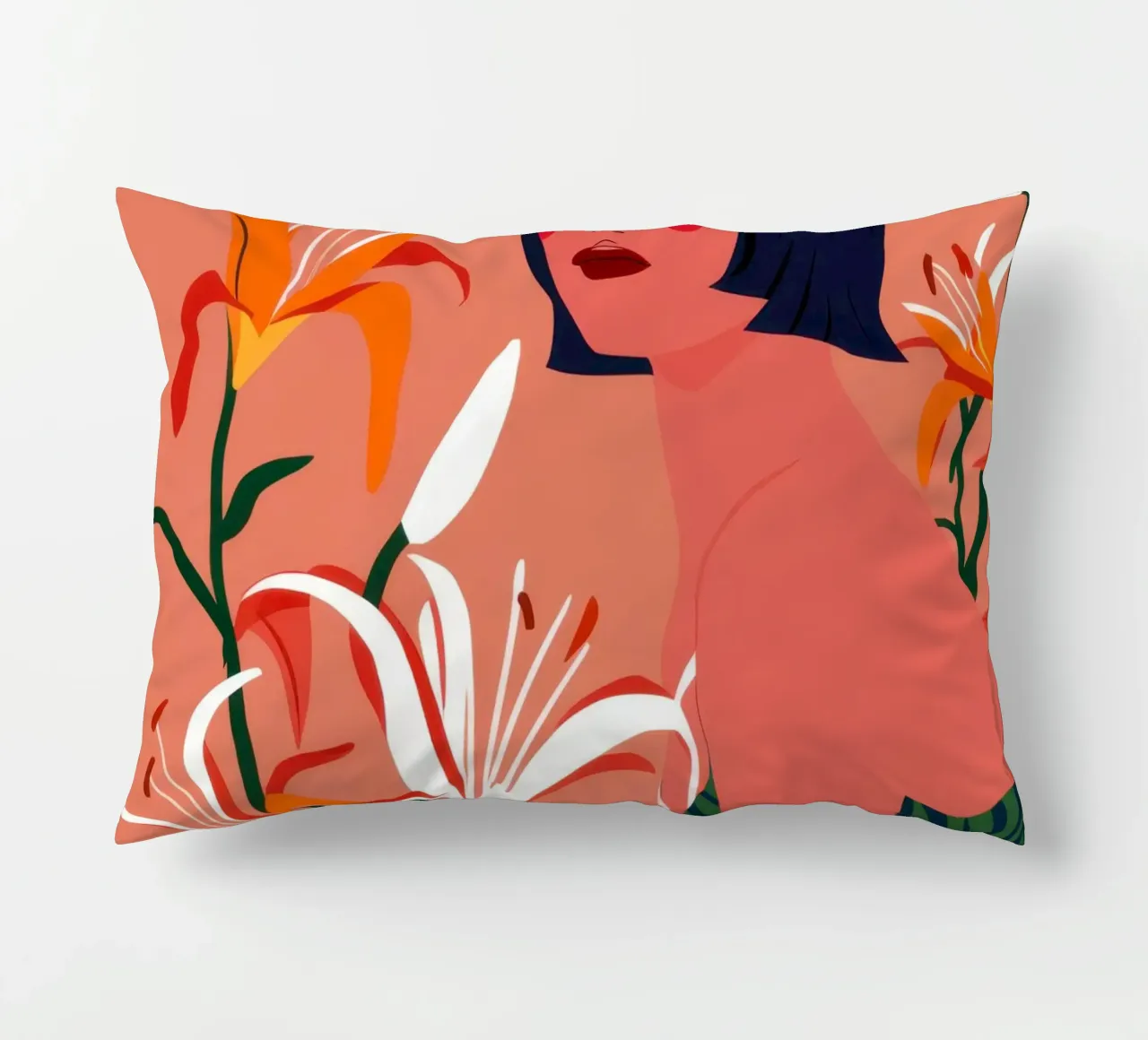 Fiery Lily Portrait decorative cushion by Hollow Years