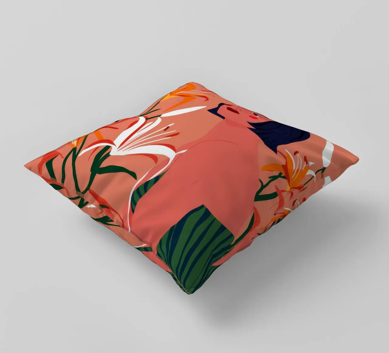 Fiery Lily Portrait decorative cushion by Hollow Years