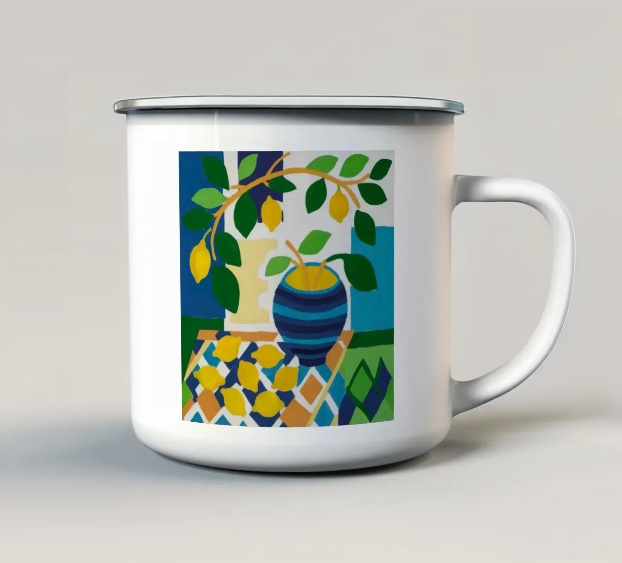 Vaso blu Lemon Tree tazza in smalto da Lune Dreams