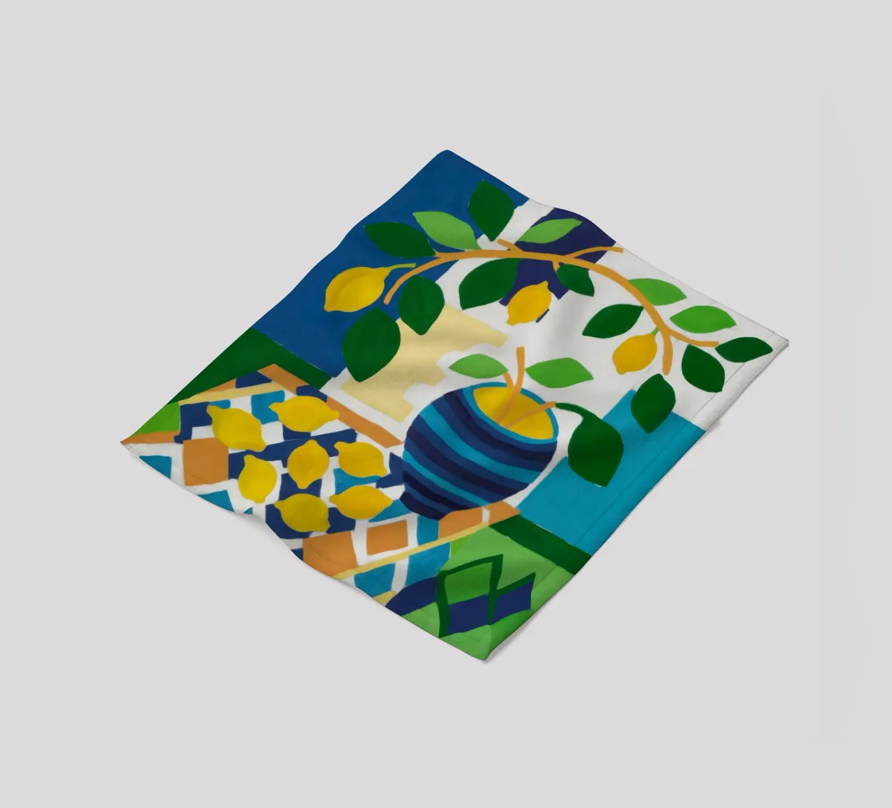Vaso blu Lemon Tree coperta in pile da Lune Dreams