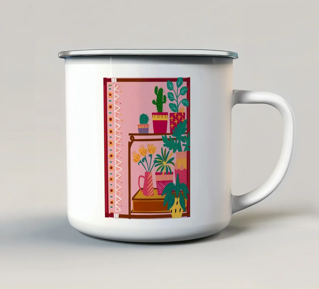 Giungla rosa bohémien tazza in smalto da Arcane Lines