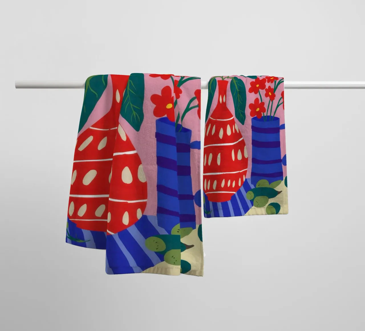 Plante rouge Vase bleu serviette de bain de Sentinel Glow