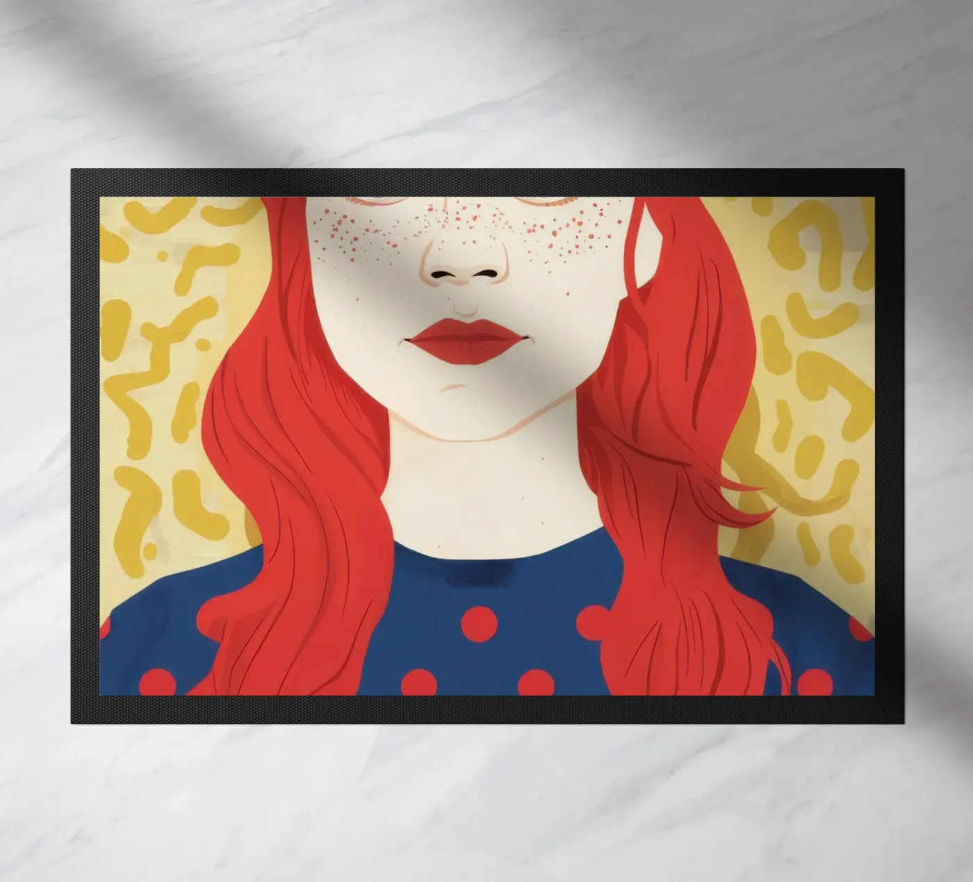 Redhead Polka Dot doormat by Sentinel Glow