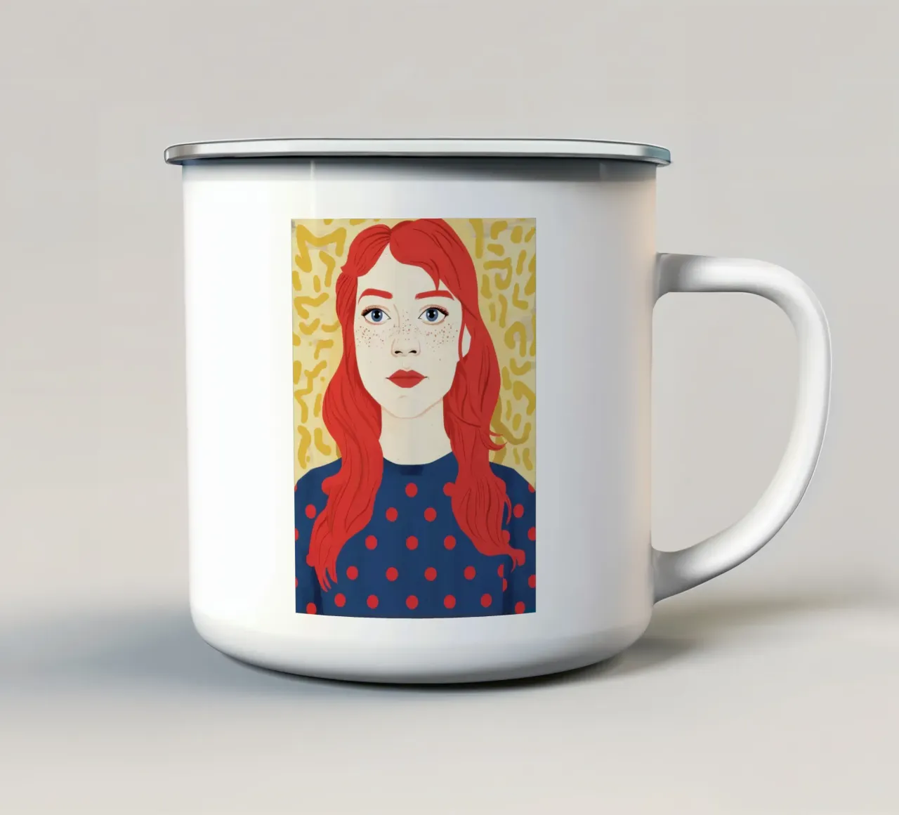 Testa rossa a pois tazza in smalto da Sentinel Glow