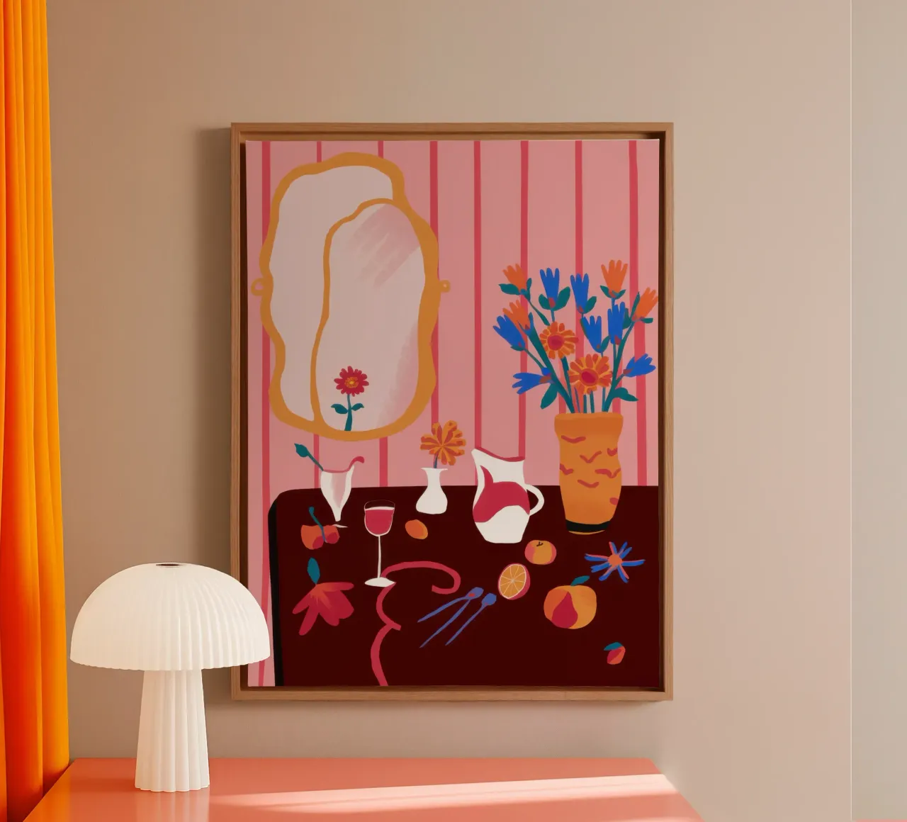 Whimsical Mirrored Still Life canvas with Floater frame by Hollow Years