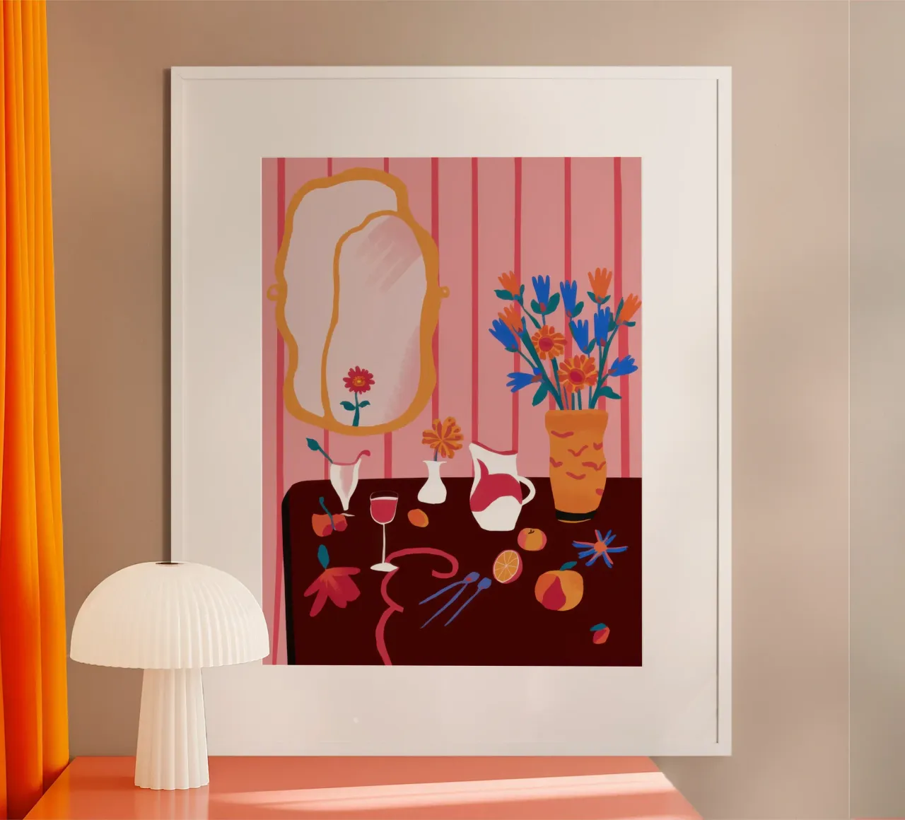 Una stravagante natura morta a specchio poster con telaio in alluminio da Hollow Years