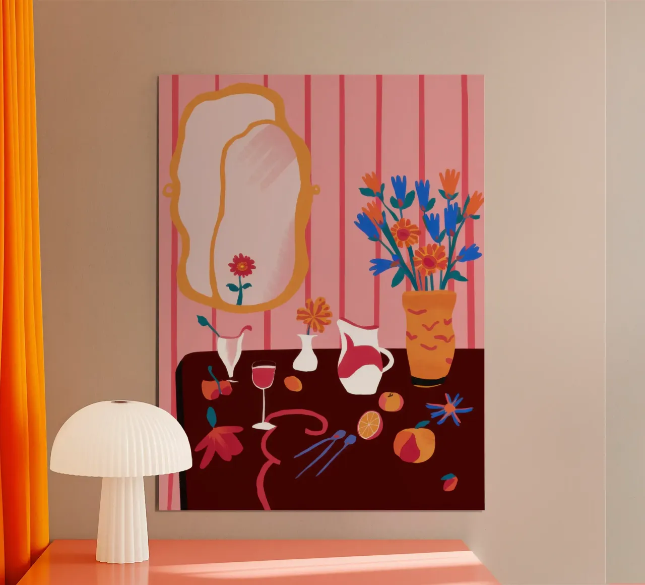 Una stravagante natura morta a specchio poster con telaio in alluminio da Hollow Years